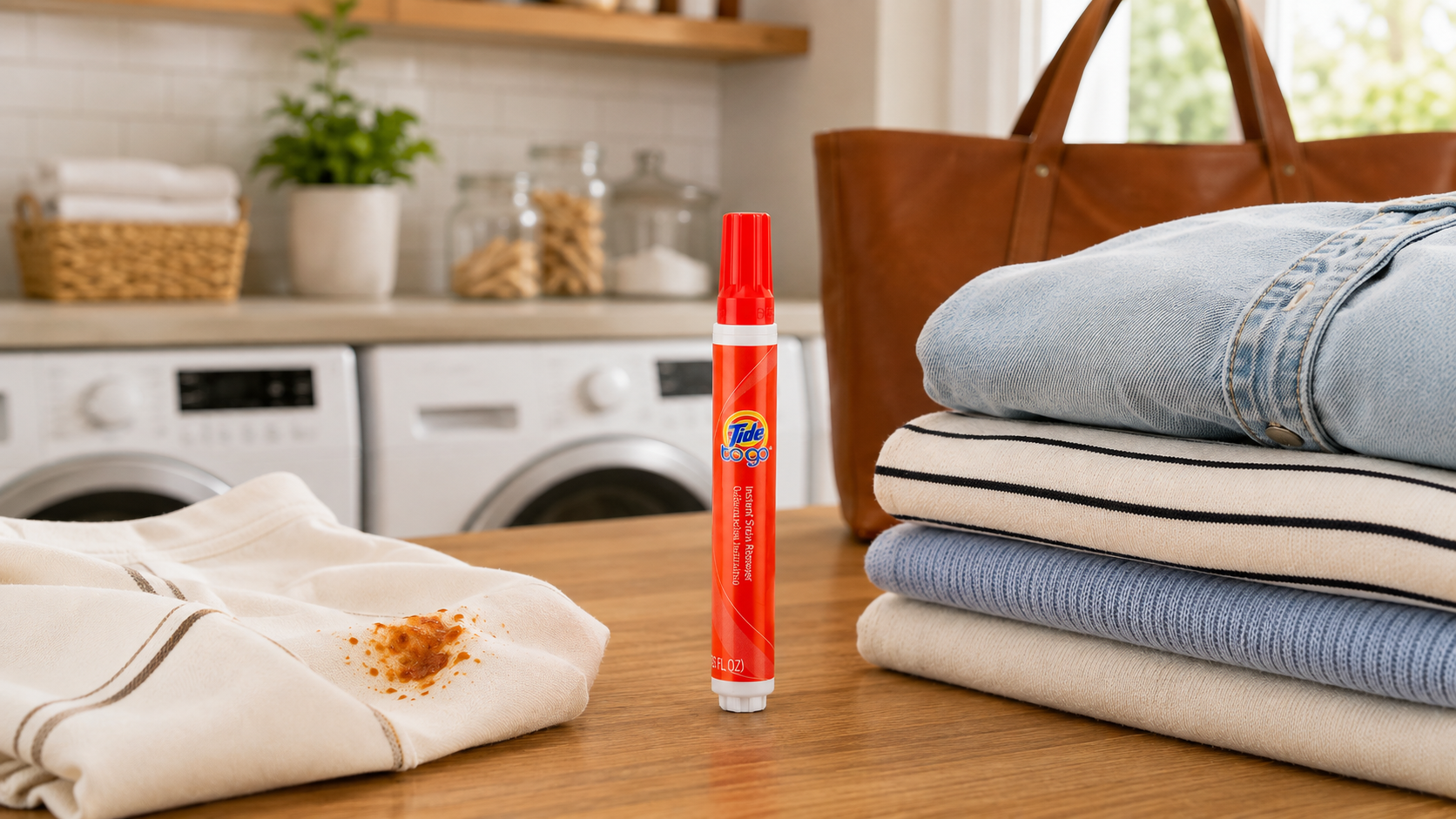 Tide To Go instant stain remover pen in use