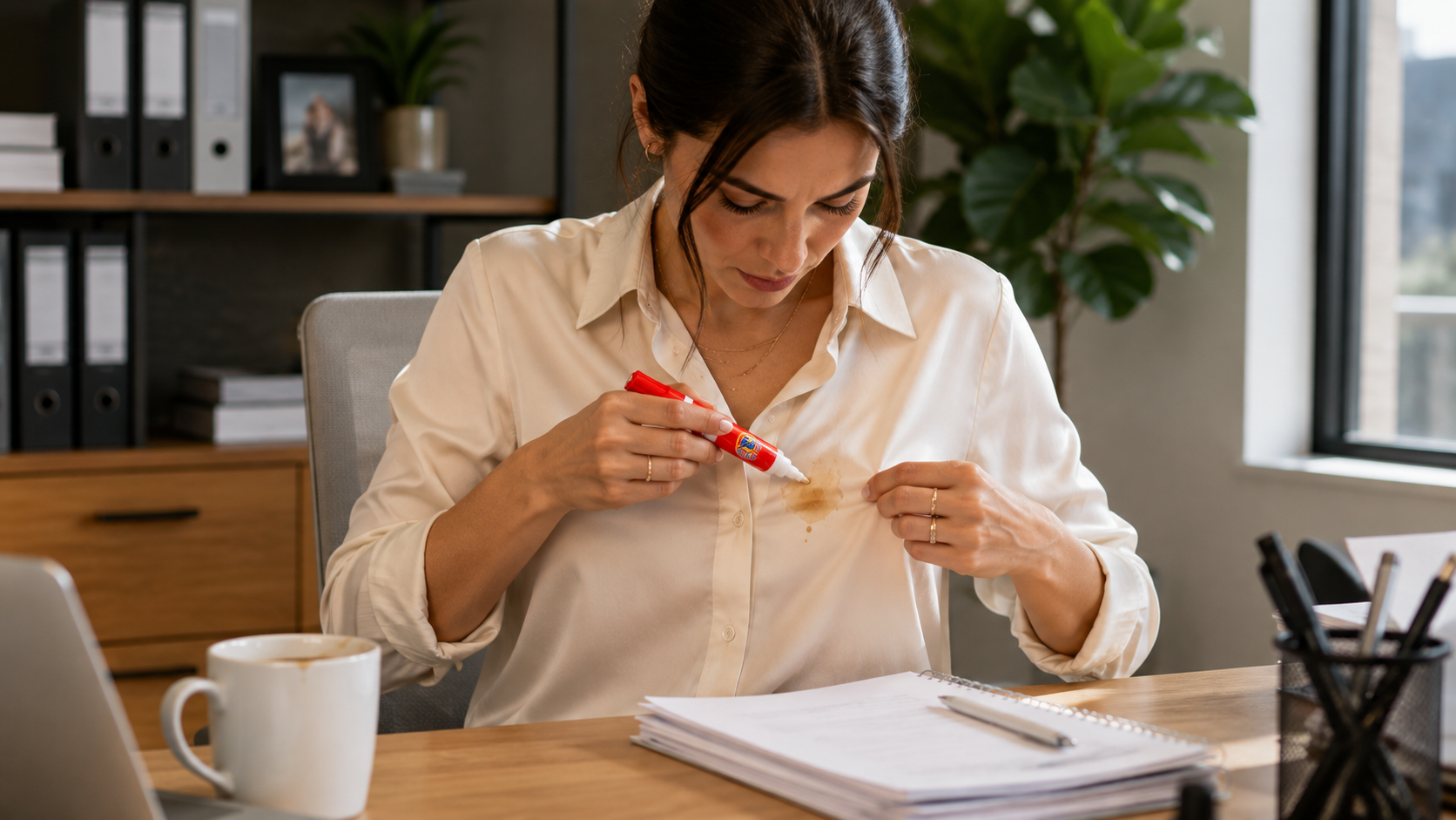 Tide To Go instant stain remover pen in use