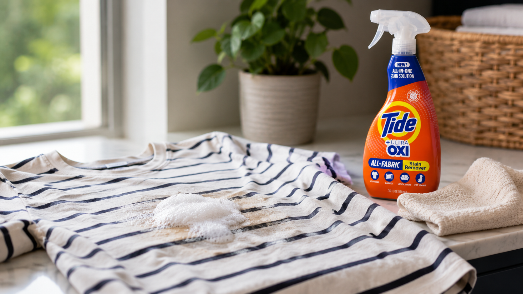 Tide +Ultra Oxi All-Fabric Stain Remover spray bottle