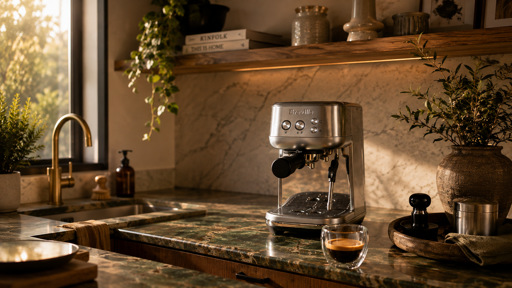 Breville Bambino espresso machine in brushed stainless steel