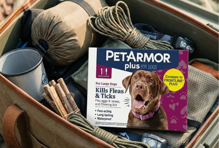 Camping gear with PetArmor Plus box