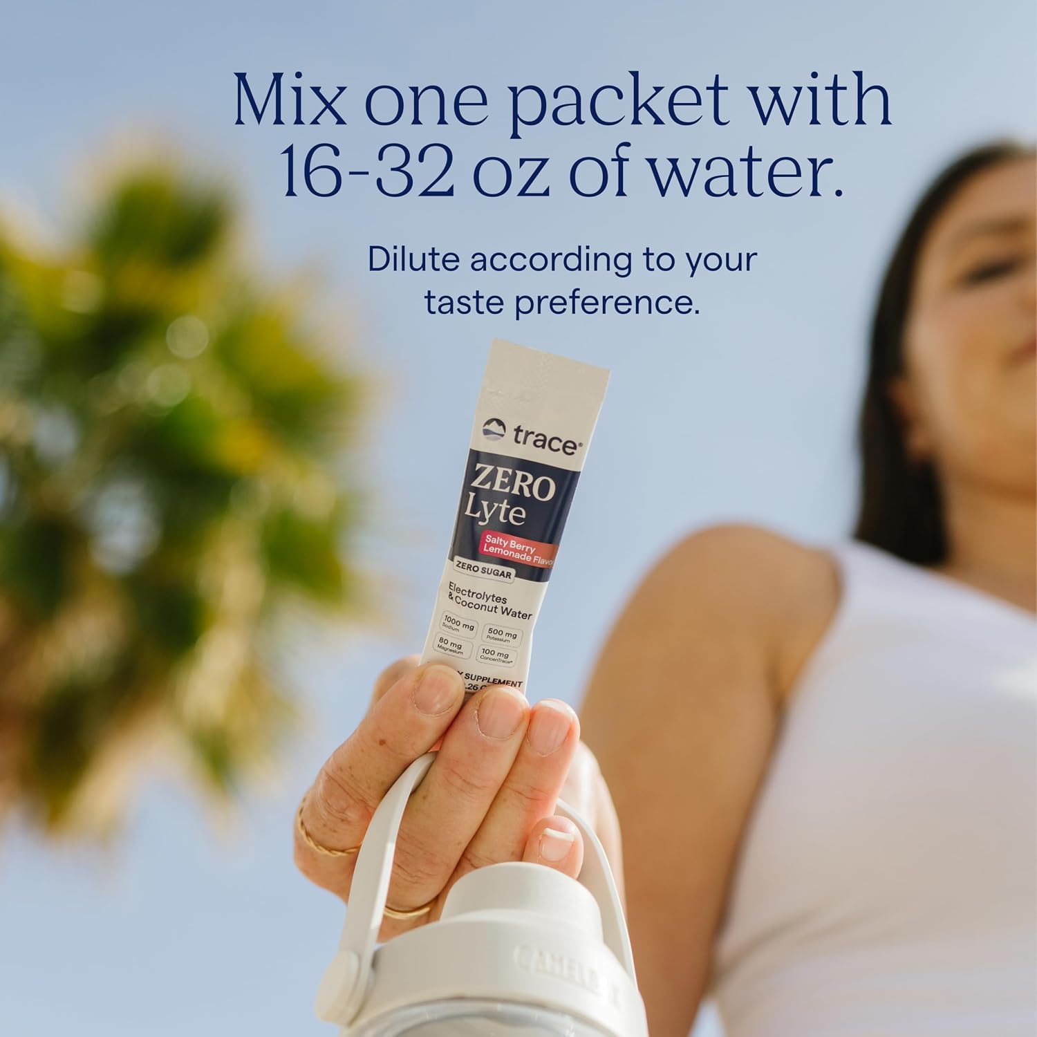 Trace Minerals ZeroLyte Electrolyte Mix, Salty Berry Lemonade, 30 Packets Zero sugar, ancient sea salt + coconut water, supports hydration, replenishes electrolytes, sodium + potassium + magnesium