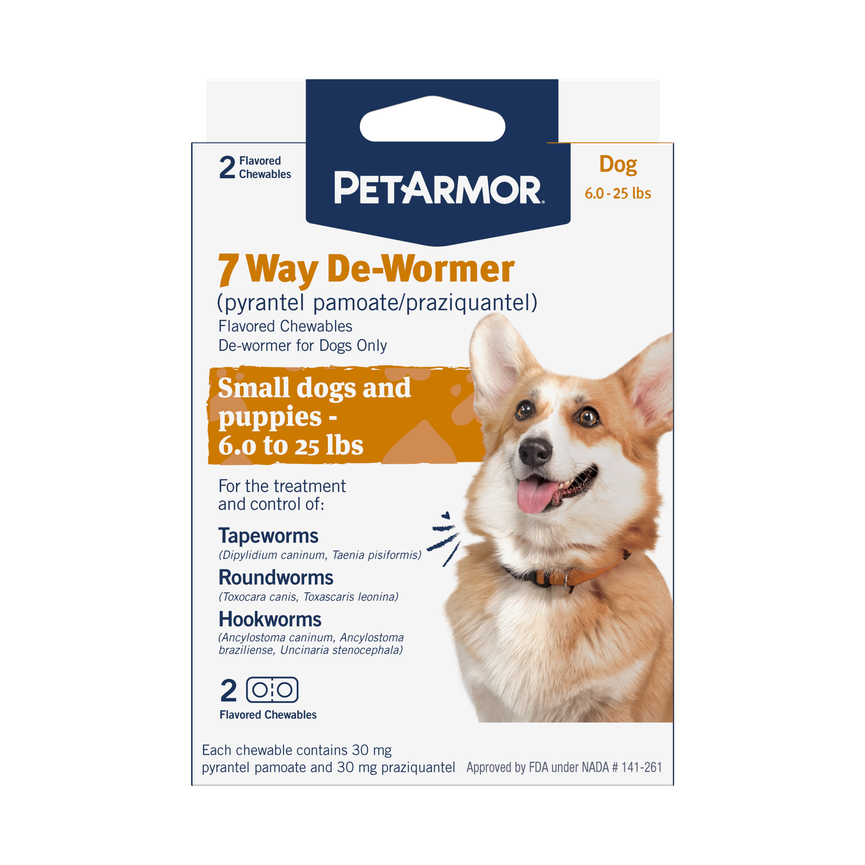 PetArmor® 7 Way De-Wormer (pyrantel pamoate/praziquantel) - 2 / Puppies & Small Dogs